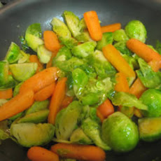 Baby Carrots And Brussels Sprouts Glazed With Brown Sugar and Pepper