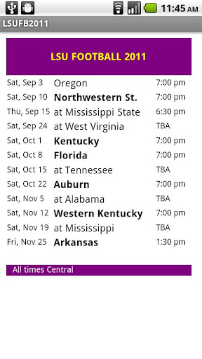 LSU Football Schedule