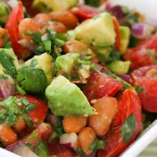 Pinto Bean Salad Recipe with Avocado, Tomatoes, Red Onion, and Cilantro
