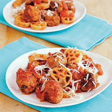 Mini Turkey Meatballs with Wagon Wheel Pasta