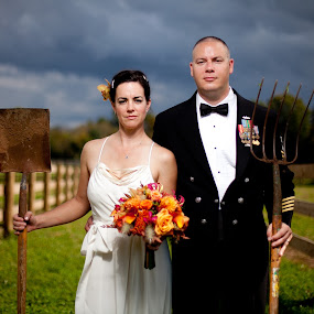 American Gothic by Drew Noel - Wedding Bride & Groom ( drew noel photography )