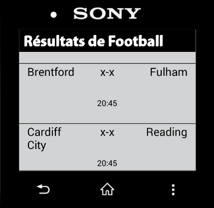 Android application Live Football Pro SmartWatch 2 screenshort