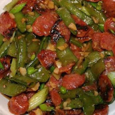 Stir-Fried Sugar Snap Peas with Chinese Sausage