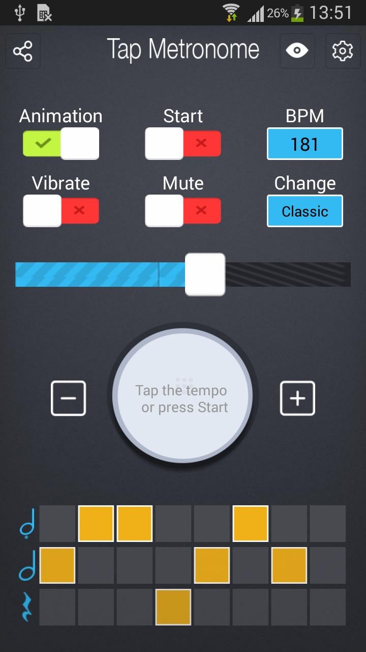 Android application Tap Metronome (Ad Free) screenshort