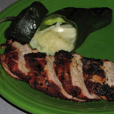 Grilled Pork and Poblano Peppers