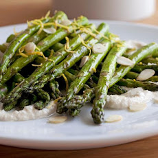 Healthy Roast Asparagus with Creamy Almond Vinaigrette