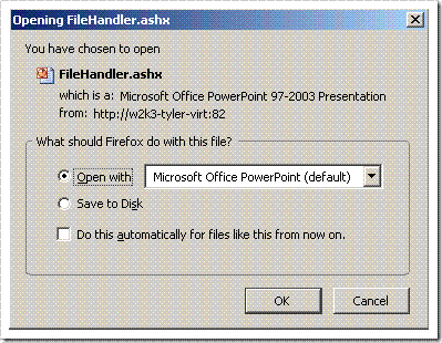 File being downloaded w/out Content-Disposition set. The browser doesn't know how to handle the content.