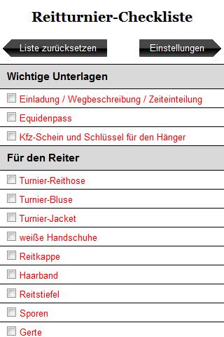 Reitturnier-Checkliste