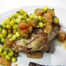 Argentinean Garlic Chicken With Corn, Tomato and Parsley Sauce