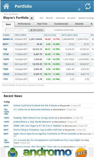 Stock Portfolio and Calendar