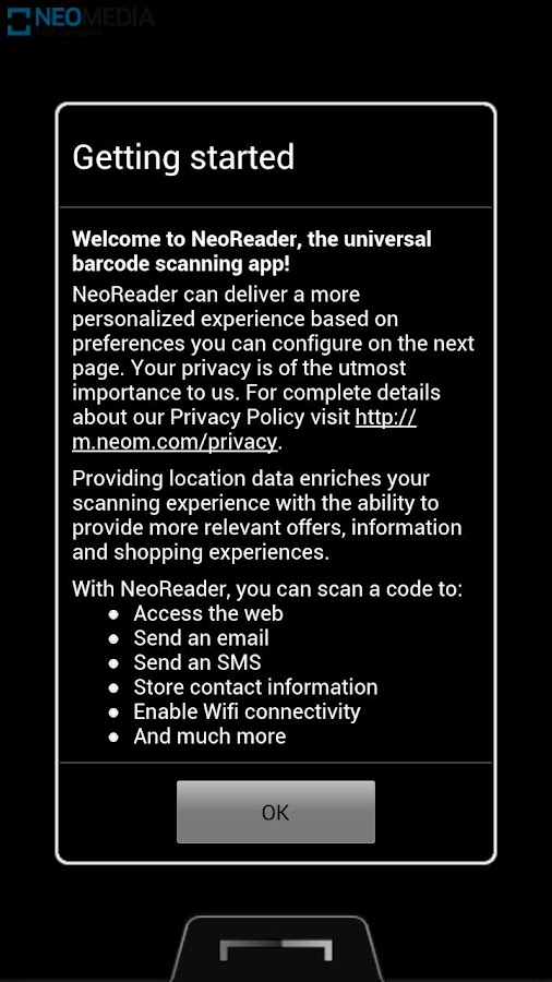 NeoReader QR & Barcode Scanner — приложение на Android