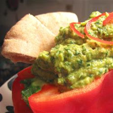 Spinach Artichoke Hummus with Roasted Red Peppers