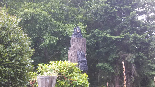 Bears on a Tree Stump Sculpture