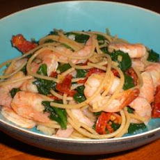 Shrimp, Broccoli, and Sun-dried Tomatoes Scampi with Angel Hair