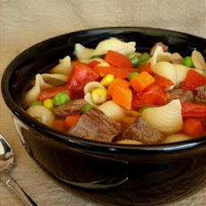 Beef and Pasta Confetti Soup