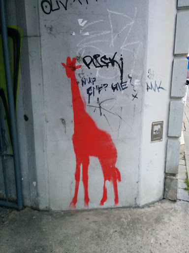 Red Giraffe Mural