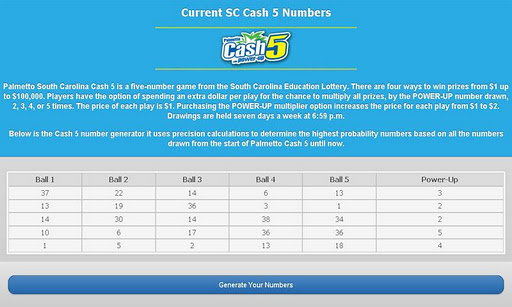 SC Cash 5 Lottery Generator