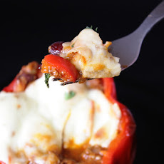 Chili Stuffed Bell Peppers with Melted Cheese