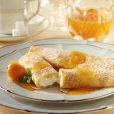 Luscious Cheese Crepes With Apricot Sauce
