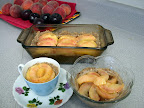Slightly dehydrated peach slices (from the height of peach season!) with a few spices on a crust of pecans and raisins. The 2 small pies in front were gifts and the recipients - if you can believe it - loved them.