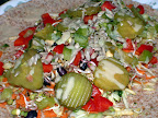 A wrap from early in our raw-loving days. Lots of sprouted things, veggies, plus non raw pickles and an Ezekiel tortilla