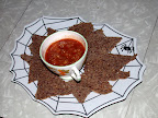 Flax chips with peach salsa