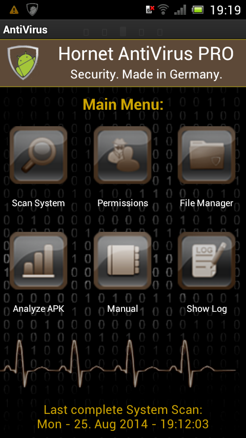 Android application Hornet AntiVirus PRO screenshort