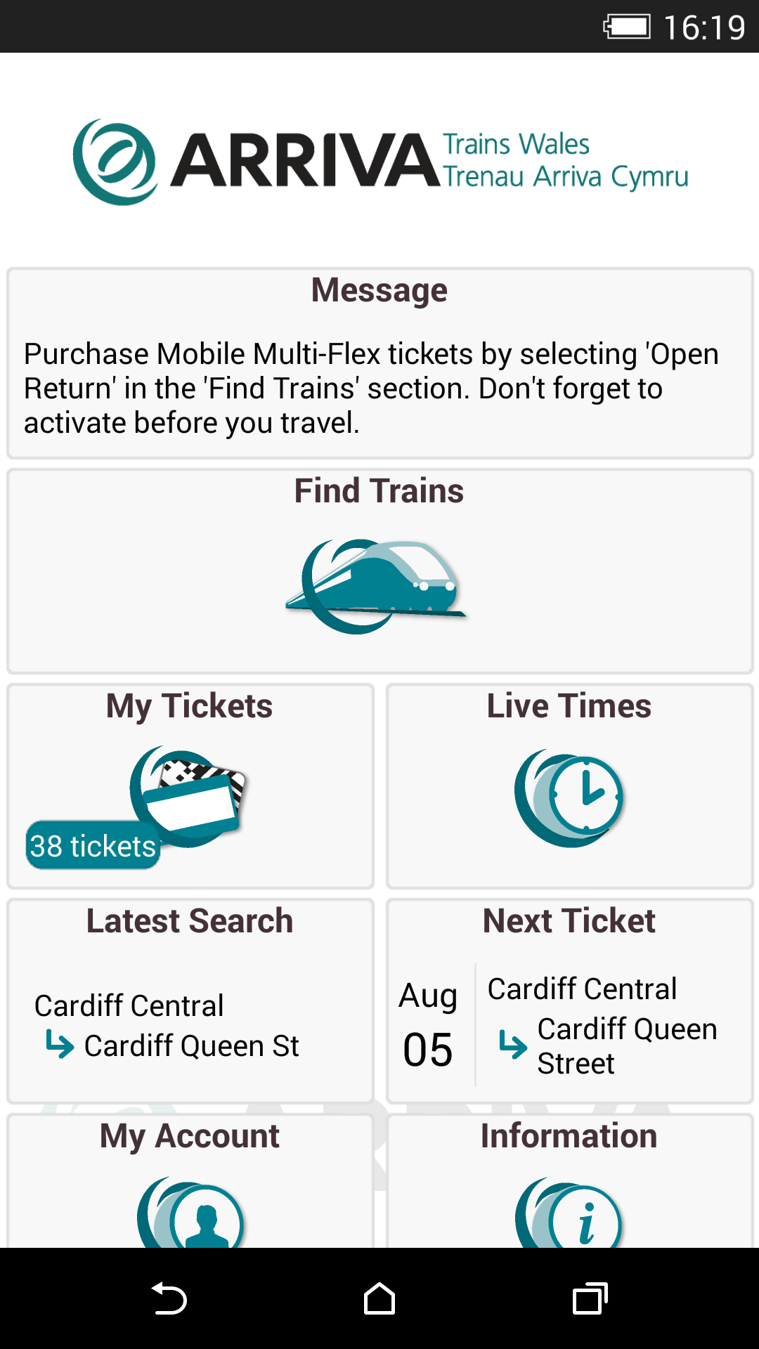 Android application Arriva Trains Wales screenshort
