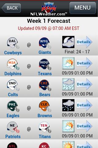 NFLWeather Scores