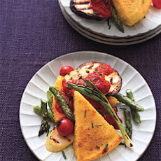 Polenta and Vegetables with Roasted Red Pepper Sauce