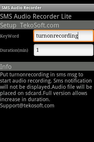 SMS Audio Recorder Spy Lite