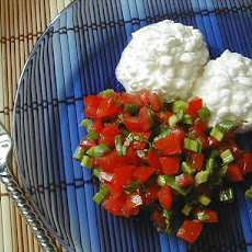 Tomato Salad Served With Cottage Cheese