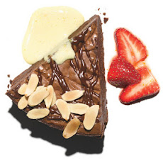 Chocolate Truffle Pie with Orange-Champagne Sabayon and Strawberries