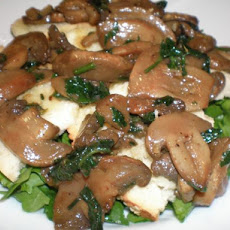 Grilled Bread with Roasted Garlic & Mushroom Salad