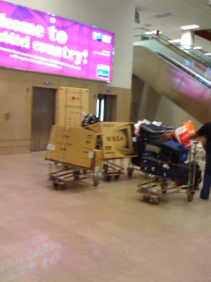 Boxes Being Collected for Check-in at Colombo Airport