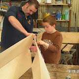 John, Thomas and Ben's Iroquois Canoe building, August 2007