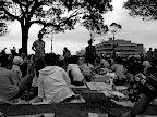 the crowd awaiting hanabi in b&w