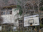 No basketball around, just this backboard