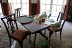 Niigata Russian Village haikyo dining room table with glass
