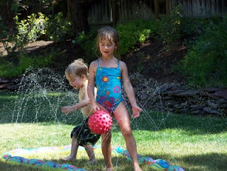 The two wettest kids: Spencer and Autumn.