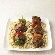 Sizzling Sirloin Kabobs on a Bed of Orzo