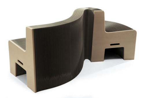 sofá flexible, extensible, de cartón reciclado