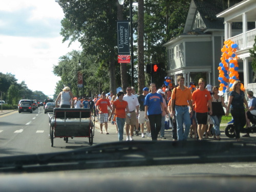 Gator Country The streets were flooded with thousands of Gator fans wearing blue and orange.