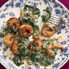 Spicy Shrimp with Creamy Greens