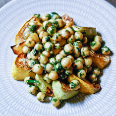 Roasted Patty Pan Squash and Herbed Chickpeas