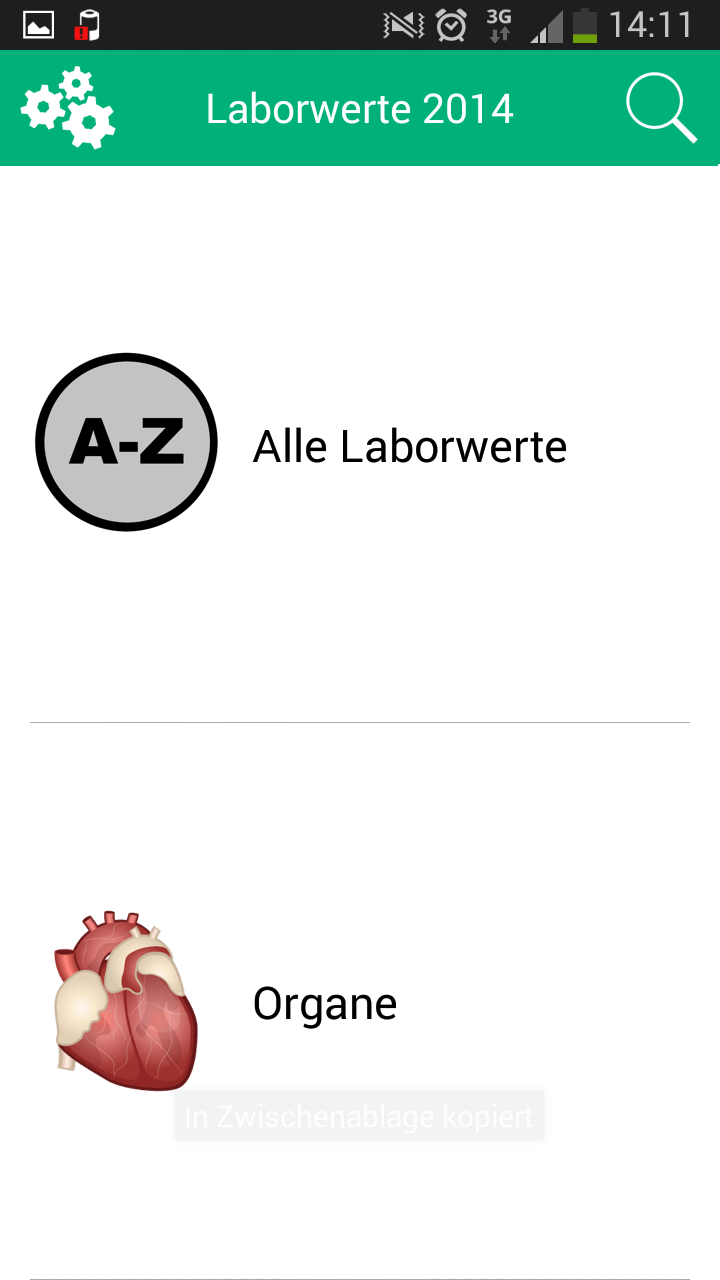 Android application Laborwerte Pro 3 screenshort