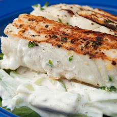 Lemon-Thyme Grilled Fish with Cucumbers and Arugula