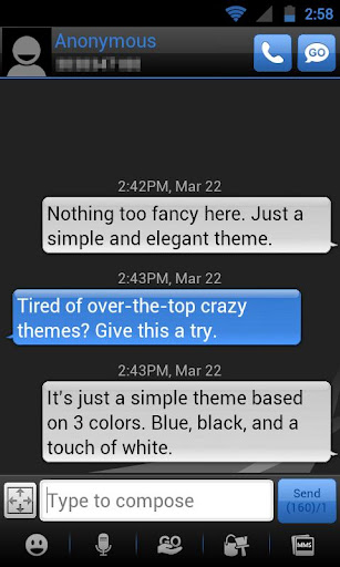 GO SMS THEME - Smooth DeepBlue