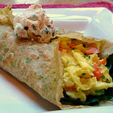 Smoked Salmon and Cream Cheese Scramble Tucked in an Herb Crepe Blanket for Ina