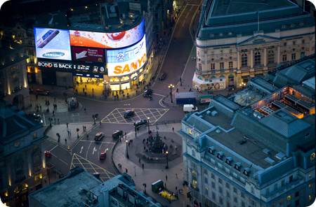 Piccadilly Circus with the famous Statue of Eros. (Jason Hawkes)
